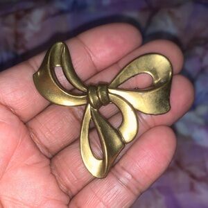 Vintage Elegant Brass Bow Brooch